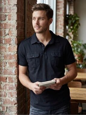 American Rag Cie Men’s XL Black Short Sleeve Utility Shirt - Double Cargo Pocket
